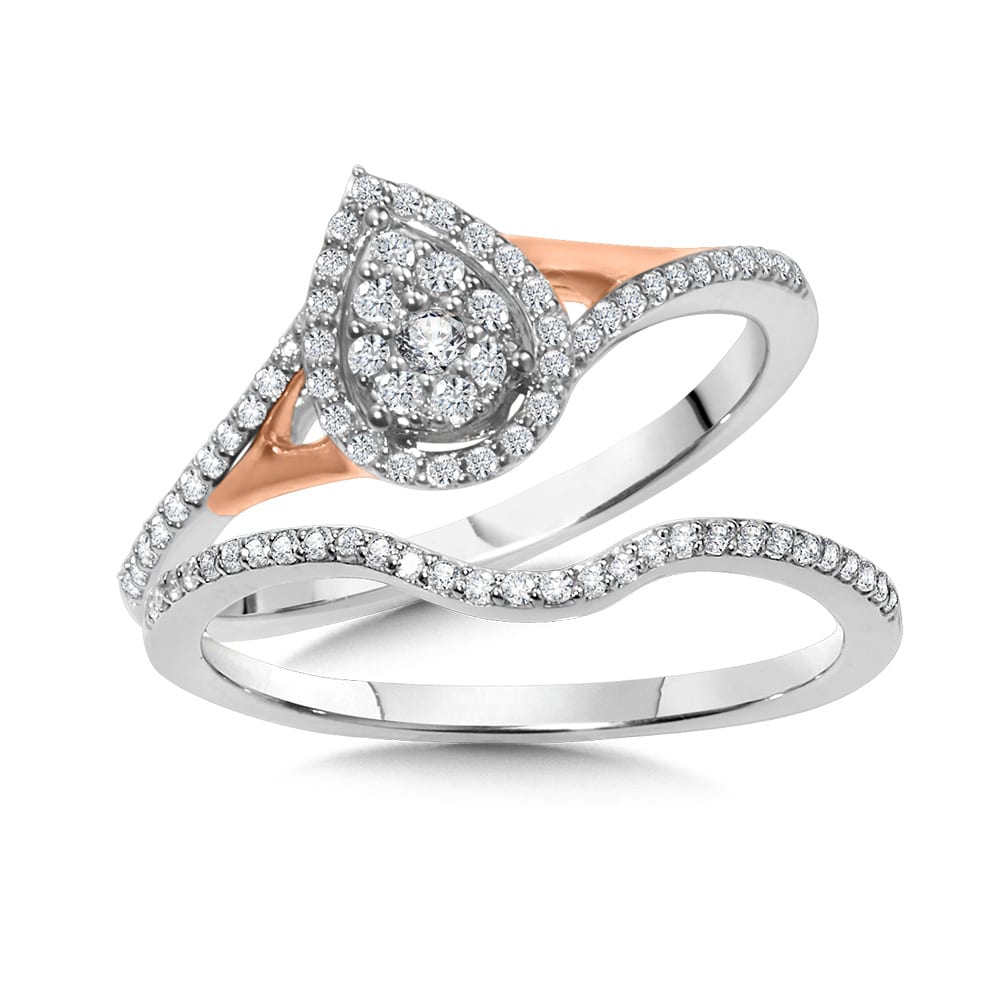Pear-Shaped Split Shank Cluster Diamond Halo Engagement Ring - Image 2