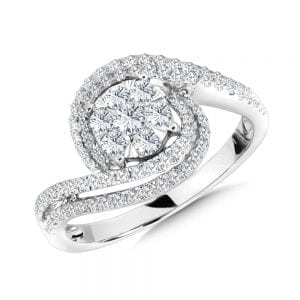 Spiral Cluster Diamond Engagement Ring