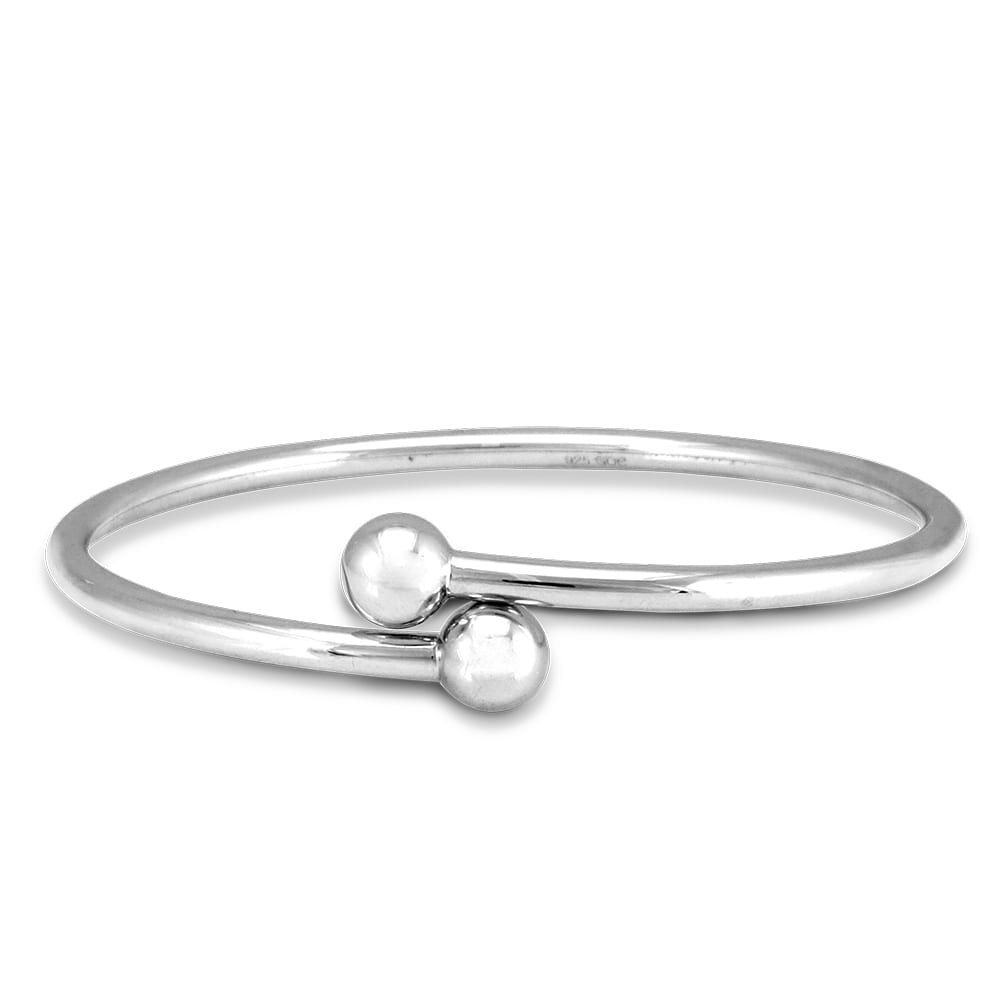 Sterling Silver Bypass Ball Bangle