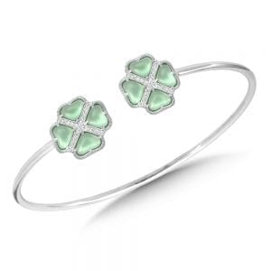 Sterling Silver Artisan Clover Bangle