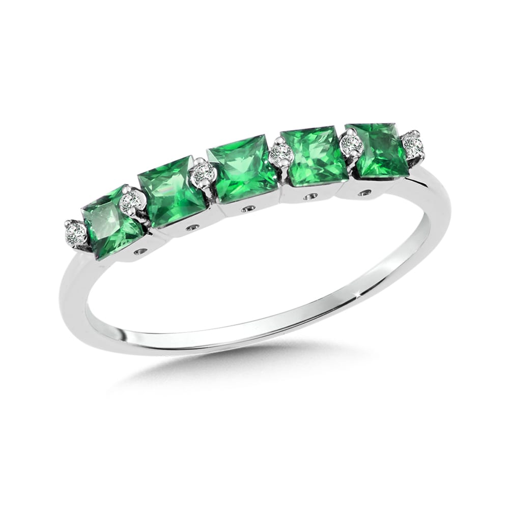 White Gold Emerald and Diamond Ring