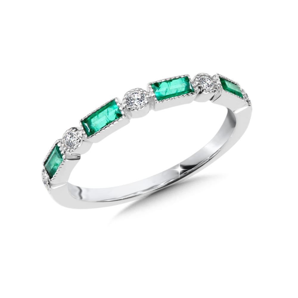 Diamond and Emerald Wedding Band