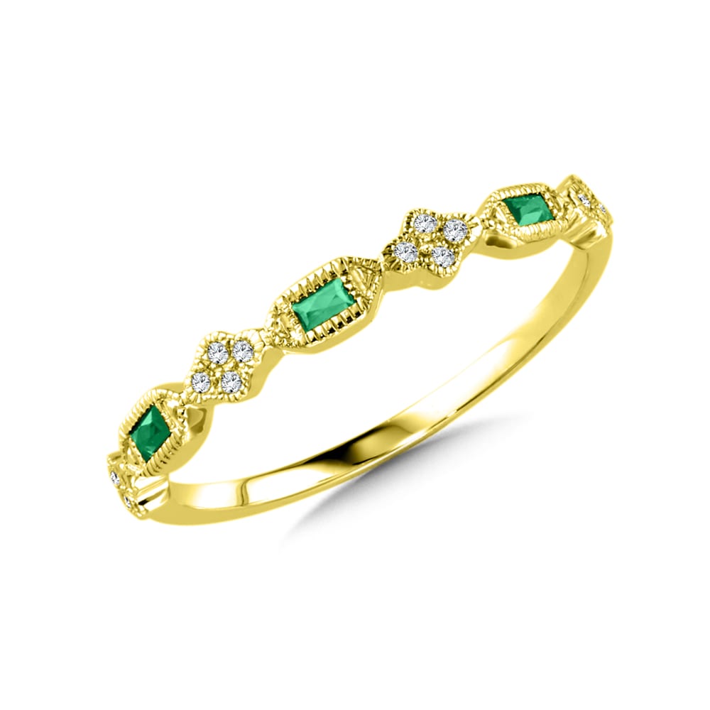 Yellow Gold Emerald and Diamond Ring