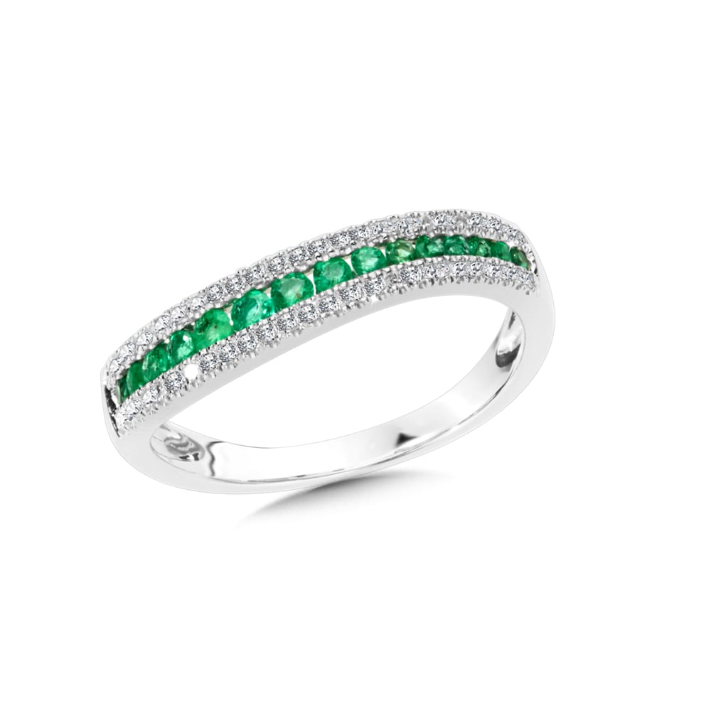 White Gold Emerald and Diamond Ring