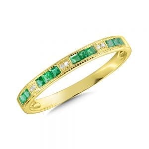 Yellow Gold Emerald and Diamond Ring