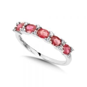 Oval 5-Stone Diamond and Ruby Band