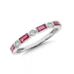 White Gold Ruby and Diamond Ring