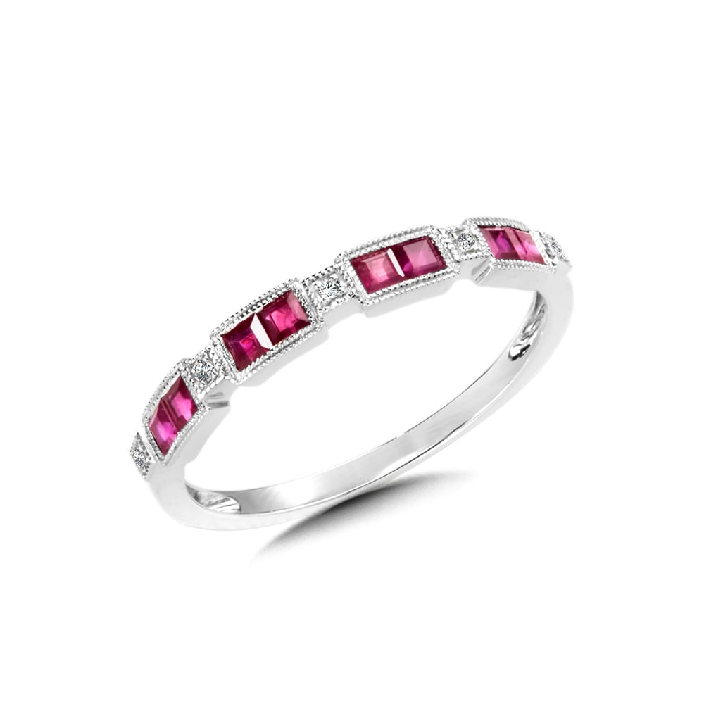 Diamond and Ruby Stackable Band