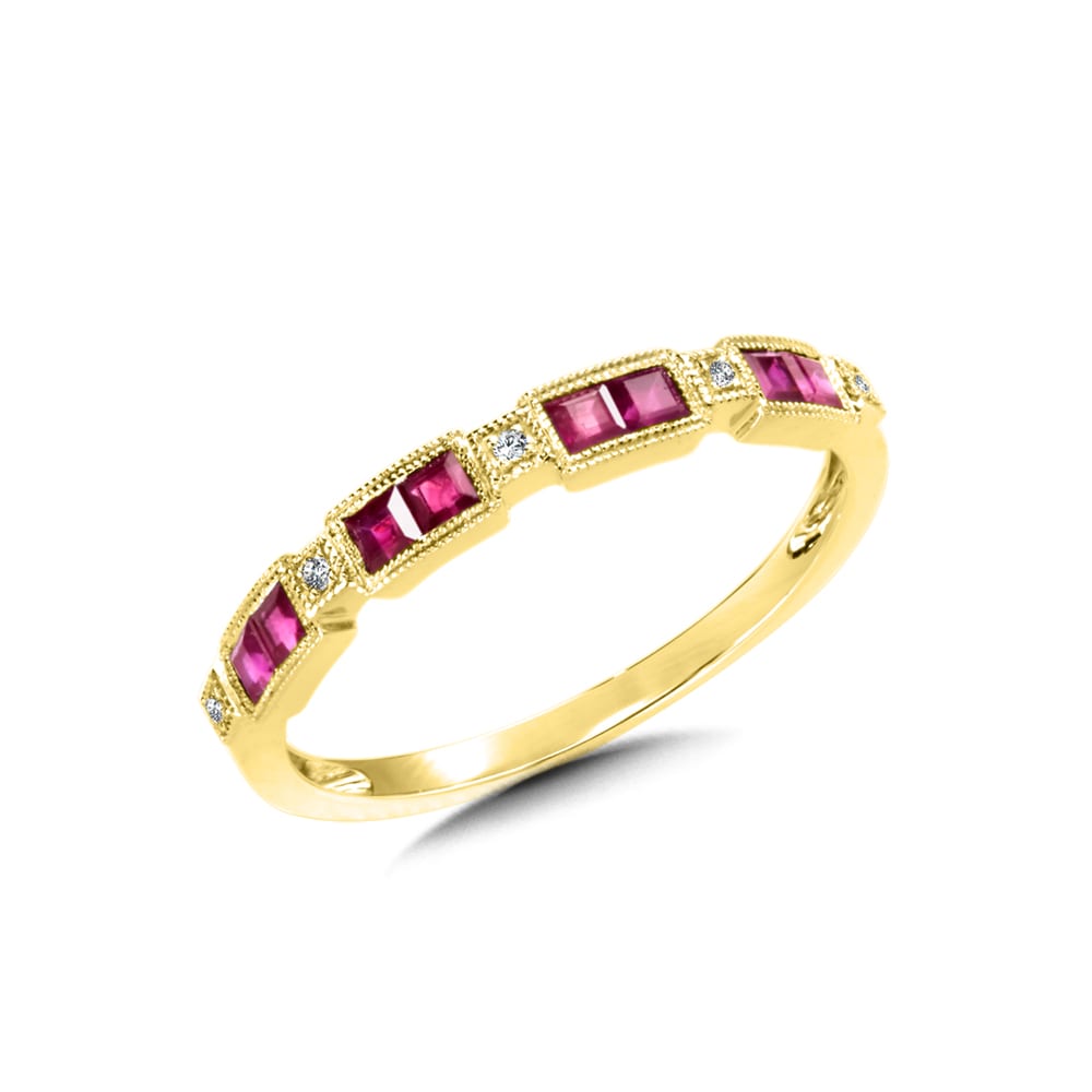 Diamond and Ruby Stackable Band