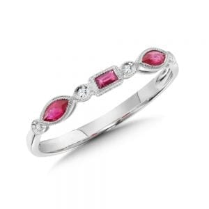14K White Gold Ruby and Diamond Ring