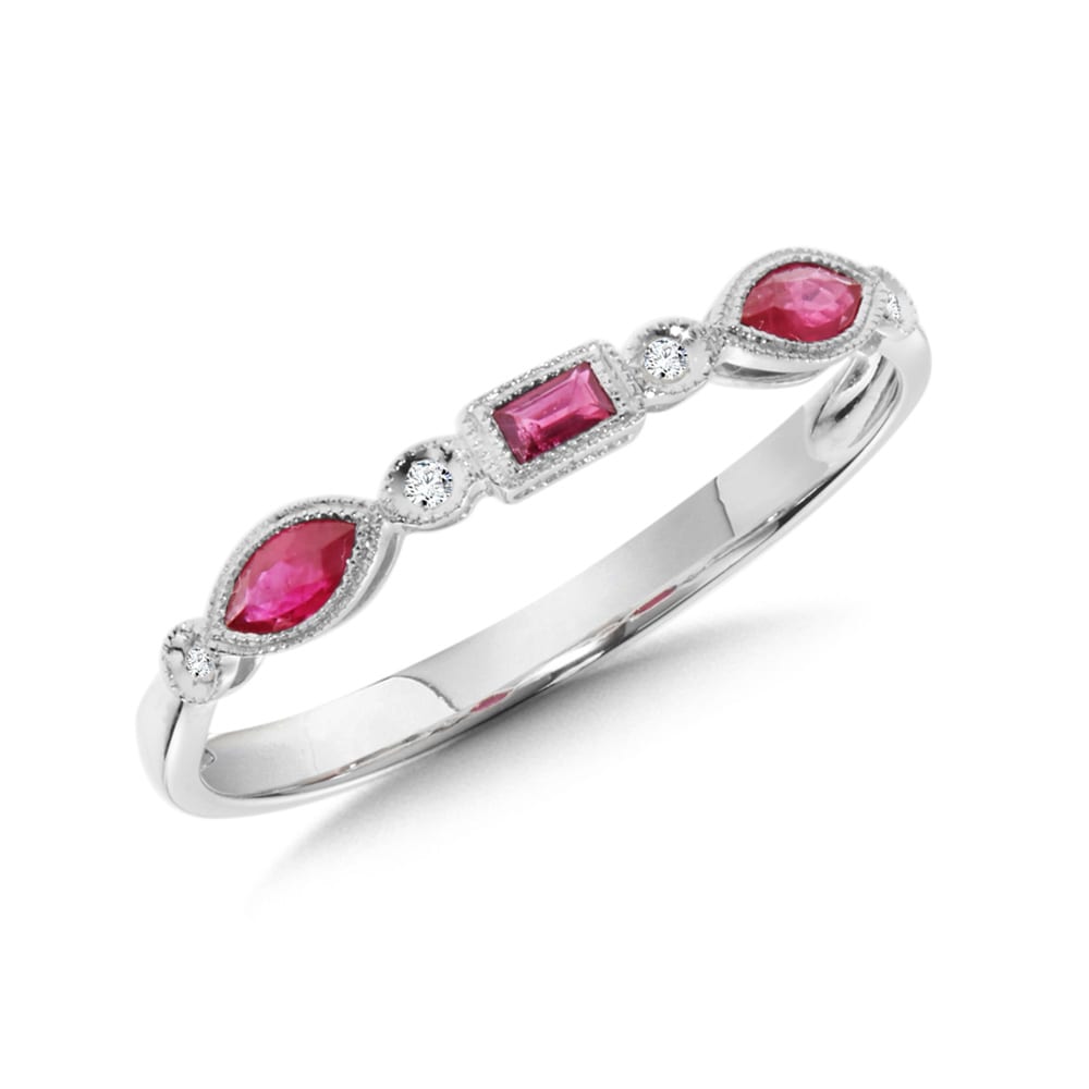 14K White Gold Ruby and Diamond Ring