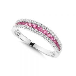 Channel Set Ruby and Diamond Anniversary Band