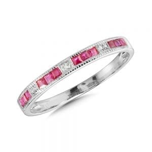 White Gold Ruby and Diamond Ring