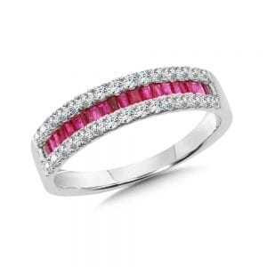 14K White Gold Ruby and Diamond Ring