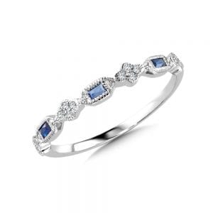 14K White Gold Diamond and Sapphire Ring