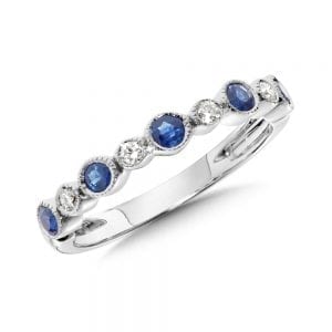 14K White Gold Blue Sapphire and Diamond Ring