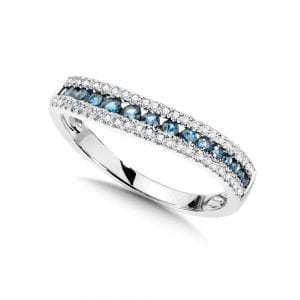 Channel Set Diamond and Sapphire Anniversary Ring