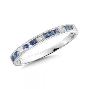 White Gold Sapphire and Diamond Ring