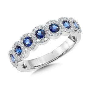 Round Scalloped Sapphire and Diamond Halo Band
