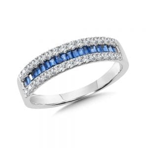 14K White Gold Sapphire and Diamond Ring