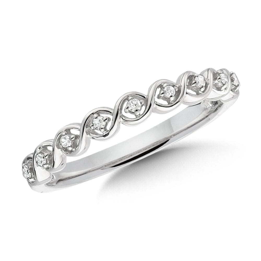 14k White Gold Diamond Stackable Ring