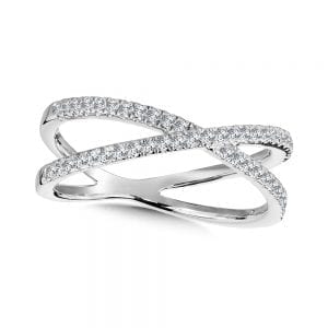 X-Shaped Layered Diamond Ring