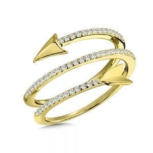 Spiraled Arrow Diamond Fashion Ring in Yellow Gold