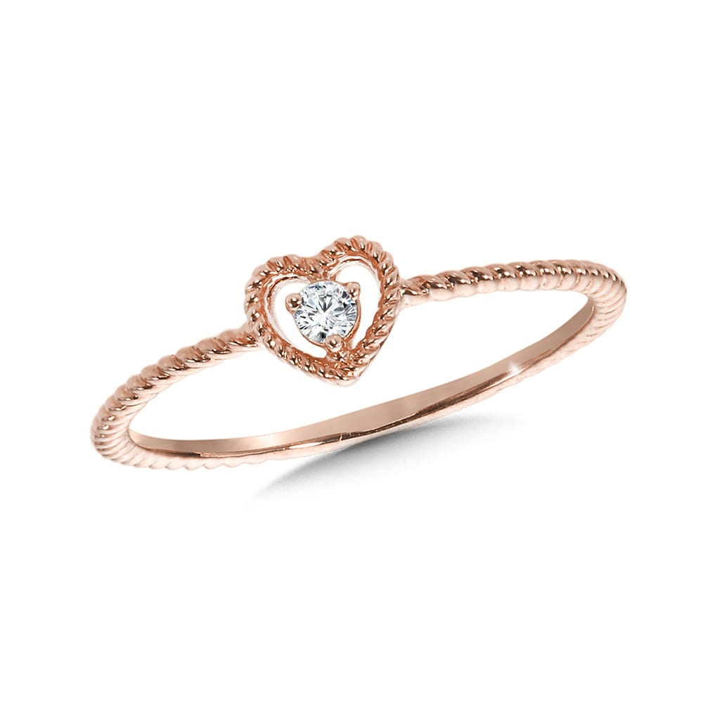 Wrapped 10K Solitaire Diamond Heart Ring