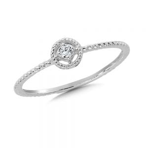 Decorative Circle Solitaire Diamond Fashion Ring in 10K White Gold