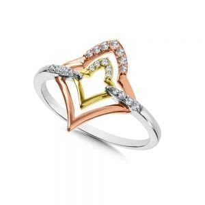 Diamond Ring in 14K White/Yellow/Rose Gold
