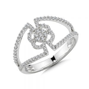 14K White Gold Pave Diamond Ring