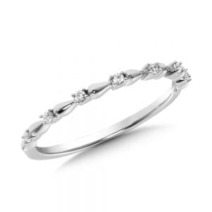 10K White Gold Diamond Stackable Ring
