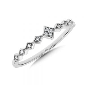 10K White Gold Diamond Stackable Ring