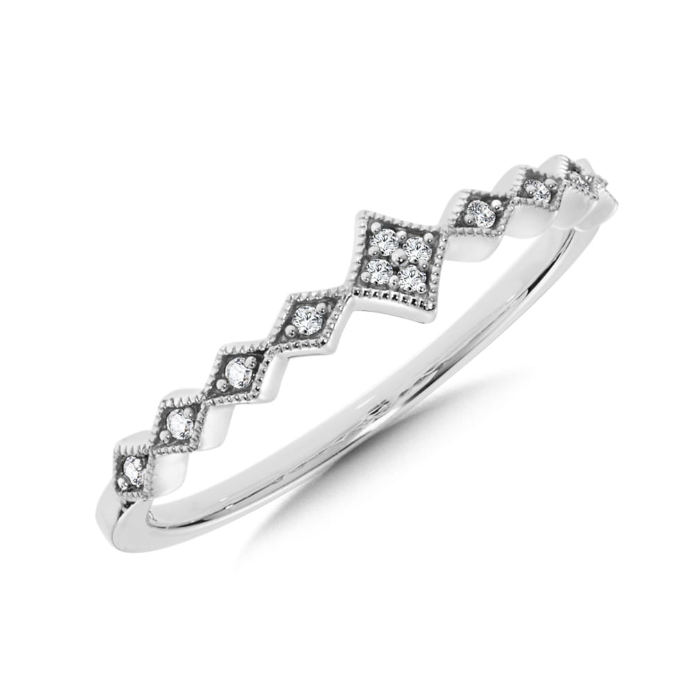 10K White Gold Diamond Stackable Ring