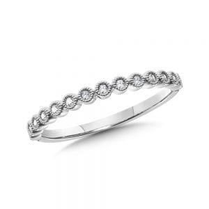 10K White Gold Diamond Stackable Ring