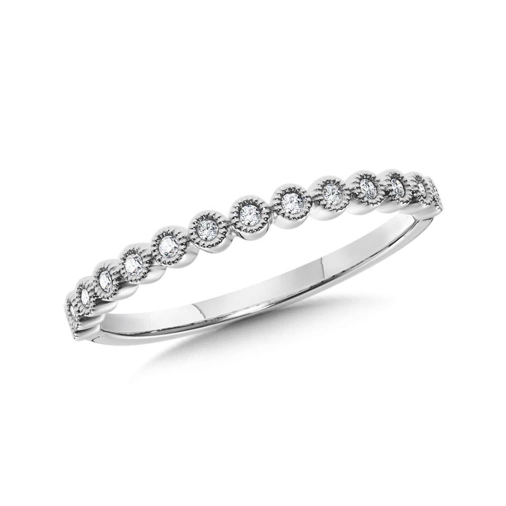 10K White Gold Diamond Stackable Ring