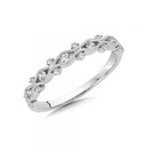 14K White Gold Diamond Stackable Band