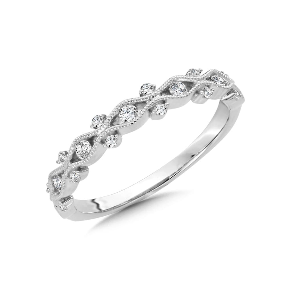 14K White Gold Diamond Stackable Band