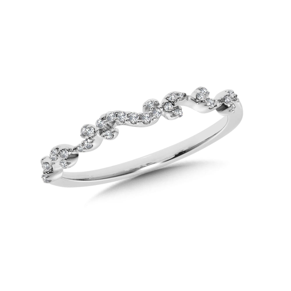 14K White Gold Diamond Stackable Ring