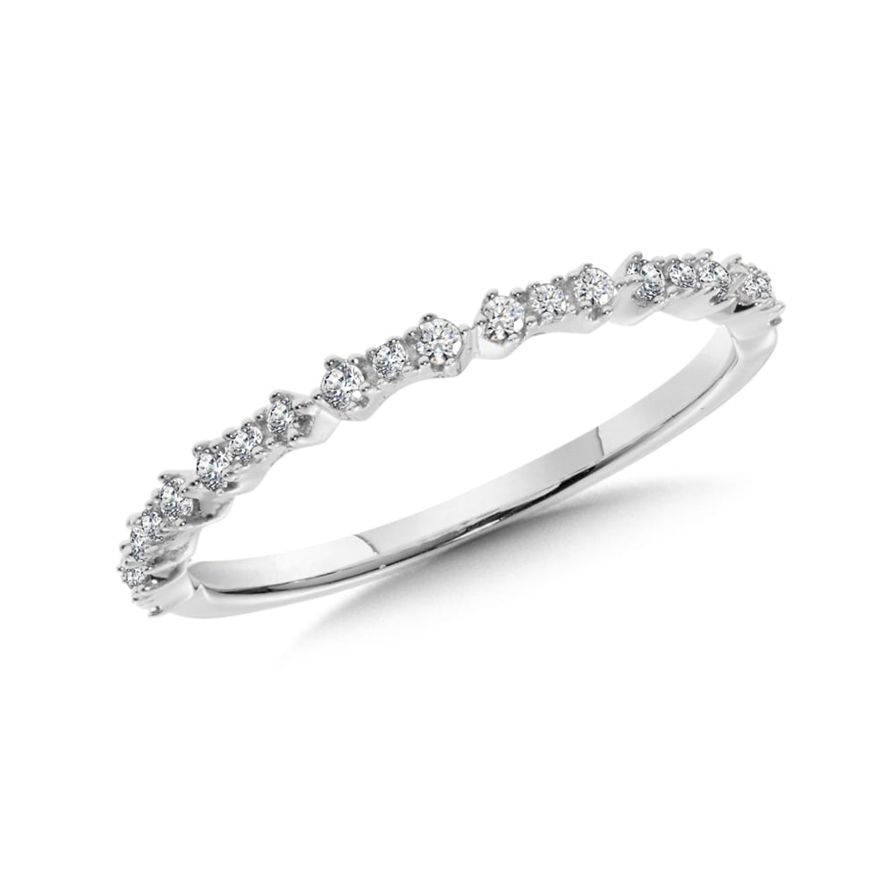 10K White Gold Diamond Stackable Ring