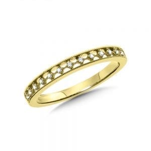 14K Yellow Gold Diamond Stackable Ring