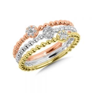 14K Tri-Color Gold Diamond Ring