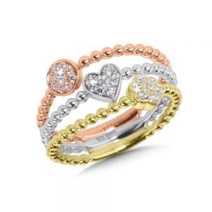 14K Tri-Color Gold Diamond Ring