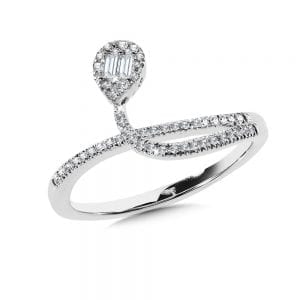 Criss Cross Pear-Shaped Cluster Diamond Ring