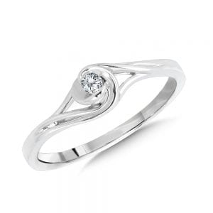 10K White Gold Spiral Bypass Diamond Promise Ring