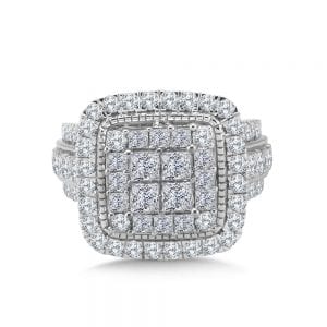 Plumb Collection Princess-Cut Cluster Diamond Statement Ring