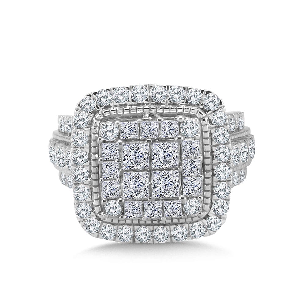 Plumb Collection Princess-Cut Cluster Diamond Statement Ring