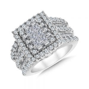 Plumb Collection Princess-Cut and Baguette Cluster Diamond Statement Ring