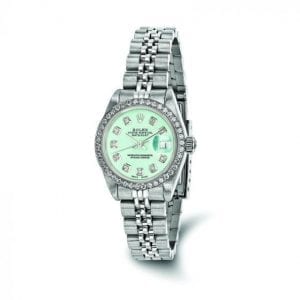 Pre-owned Rolex DateJust 18k White Gold & Stainless Steel Diamond Dial Women's Watch