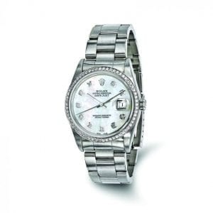 Pre-owned Rolex DateJust Stainless Steel Mother of Pearl Diamond Dial Men's Watch